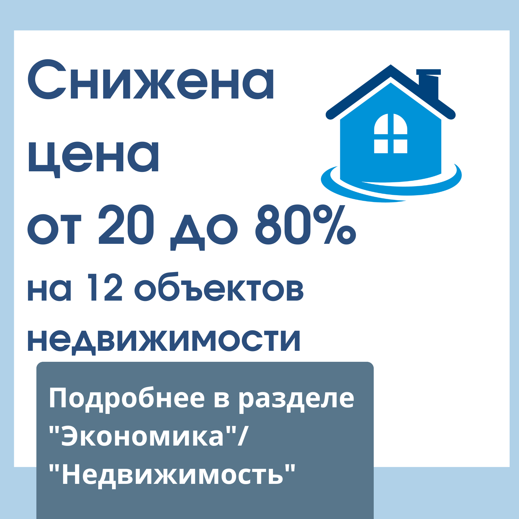 Снижена цена от 20% до 80% на 12 объектов недвижимости