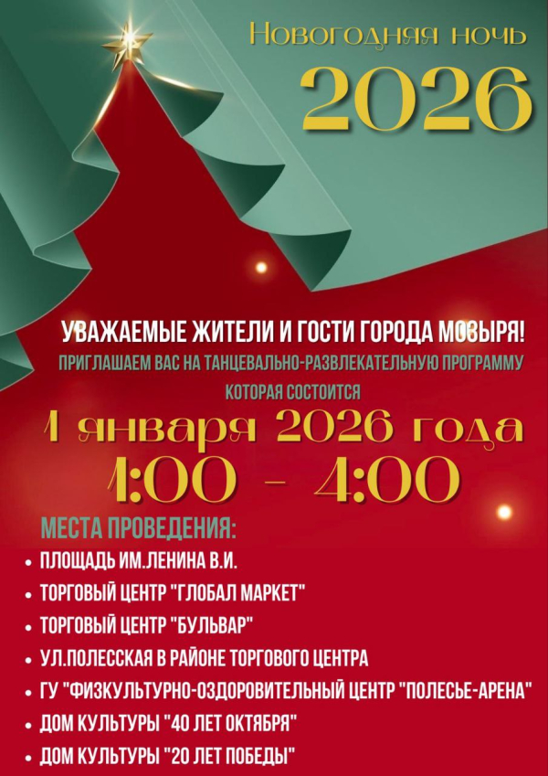 В Мозыре в новогоднюю ночь будут работать 7 праздничных площадок. Встретим Новый год вместе!